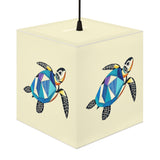 Blue Collage Sea Turtle Geometric Light Cube Lamp