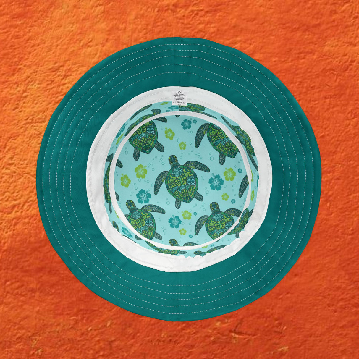 Sea Tones Island Print Sea Turtle Pattern Bucket Hats - Large Sizes Available