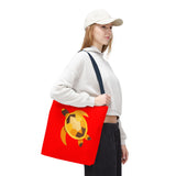 Red and Gold Collage Print Sea Turtle Tote Bag - 3 sizes