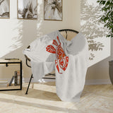 Orange and Red Tropical Sea Turtle-Themed Velveteen Microfiber Blanket - 3 Sizes