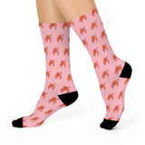 Pink and Red Sea Turtle Cushioned Crew Socks