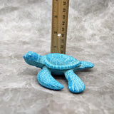 Small Metal Aqua Blue Sea Turtle Figurine (1 turtle figure approx. 3.75+ inches) Small Iron Blue Sea Turtle for coastal home decor & gifts!
