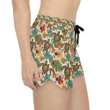 Retro Tropical Sea Turtle Print Womens Shorts
