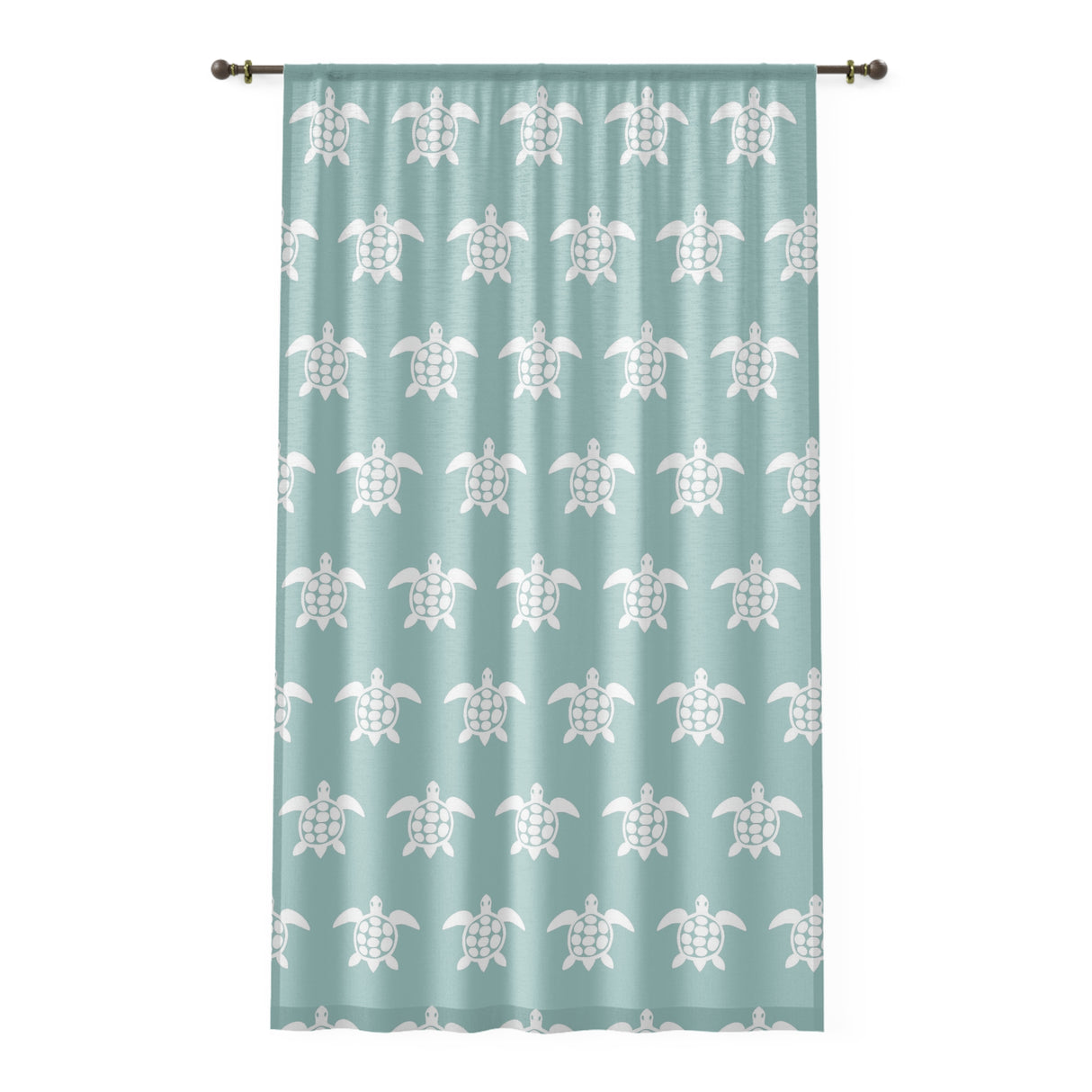 White and Blue Sea Turtle Tropical Pattern Window Curtain