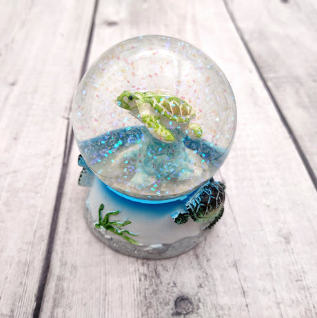 Colorful Green Sea Turtle Water Glass Globe (1 globe approx. 3.5+ inches tall) Detailed Sea Turtle Water Globe for home décor & display!