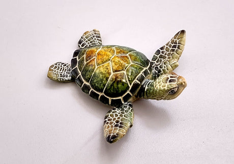 Green Sea Turtle Figurine Painted Resin (One figure approx. 3+ inches long) Green Painted Resin Sea Turtle Figure for coastal home décor!