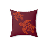 Purple and Orange Tropical Pattern Sea Turtle Faux Suede Pillow - 4 sizes