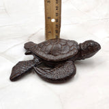 Brown Sea Turtle Key Box With Lid Metal (1 key box approx. 5+ inches) Aged Rust Brown Cast Iron Sea Turtle Box for keys trinkets & gifting!