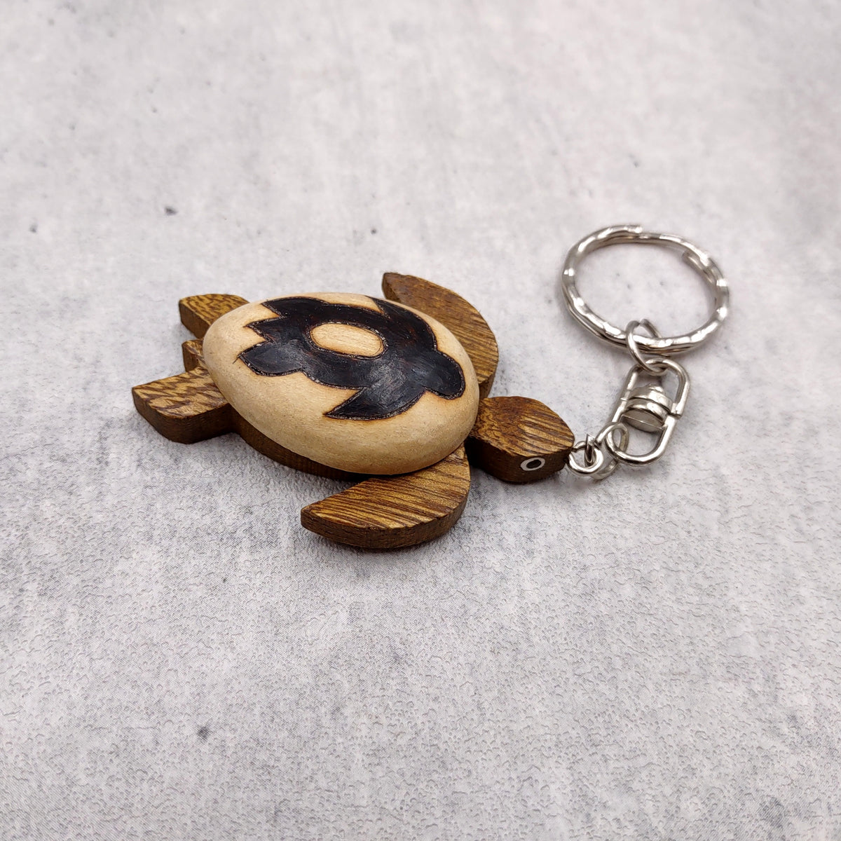 Stylized Woodburned Sea Turtle Keychain (1 keychain approx. 4+ inches) Burnt Wooden Sea Turtle Key Fob for gifting or decorative charm!