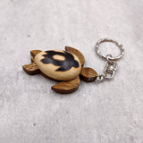 Stylized Woodburned Sea Turtle Keychain (1 keychain approx. 4+ inches) Burnt Wooden Sea Turtle Key Fob for gifting or decorative charm!