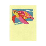 Colorful Pop Art  Sea Turtle -Themed Velveteen Microfiber Blanket - 3 Sizes