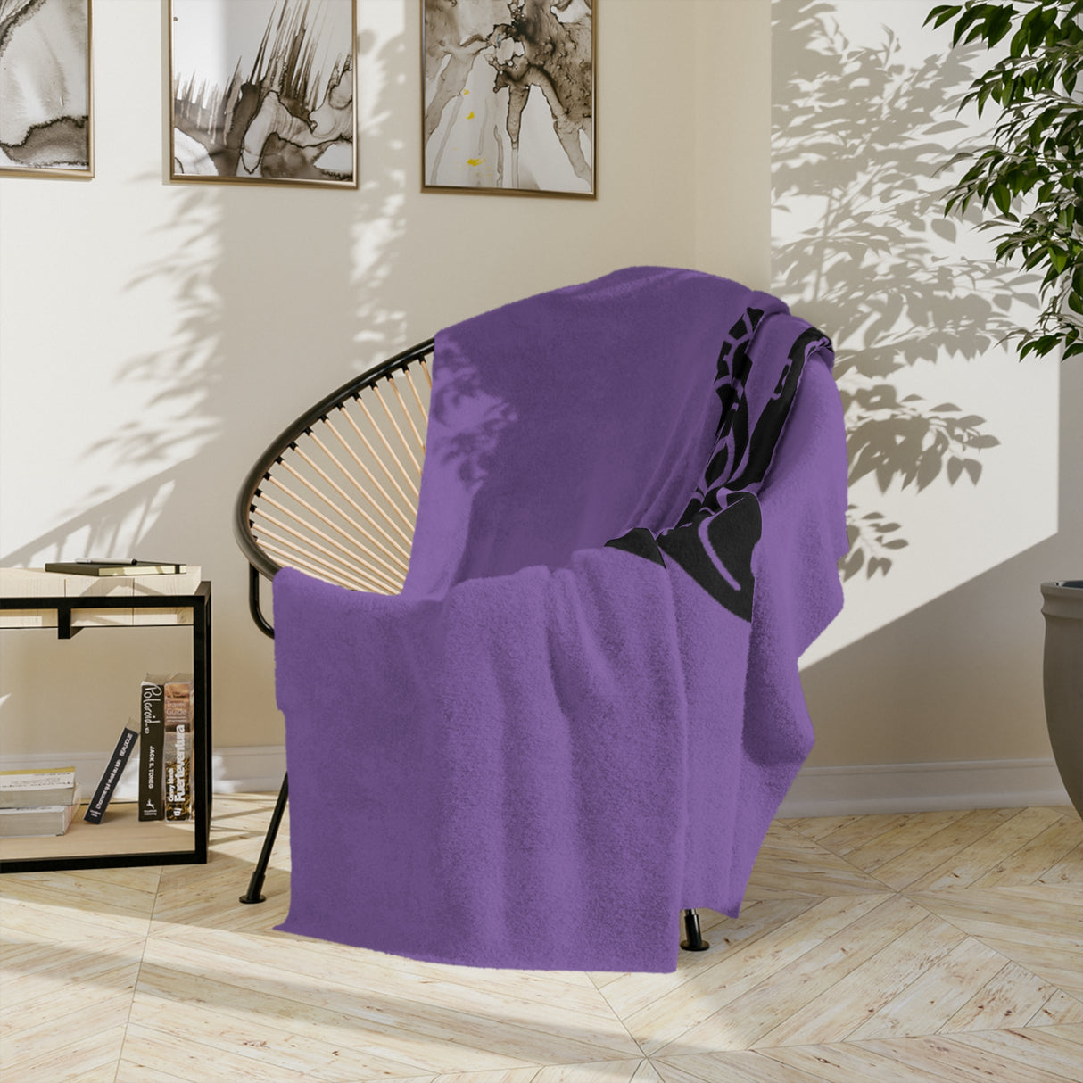 Purple and Black Sea Turtle Velveteen Microfiber Blanket - 3 Sizes