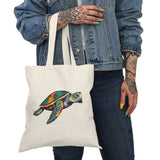 Paint Splatter Sea Turtle Design Natural Cotton Tote Bag