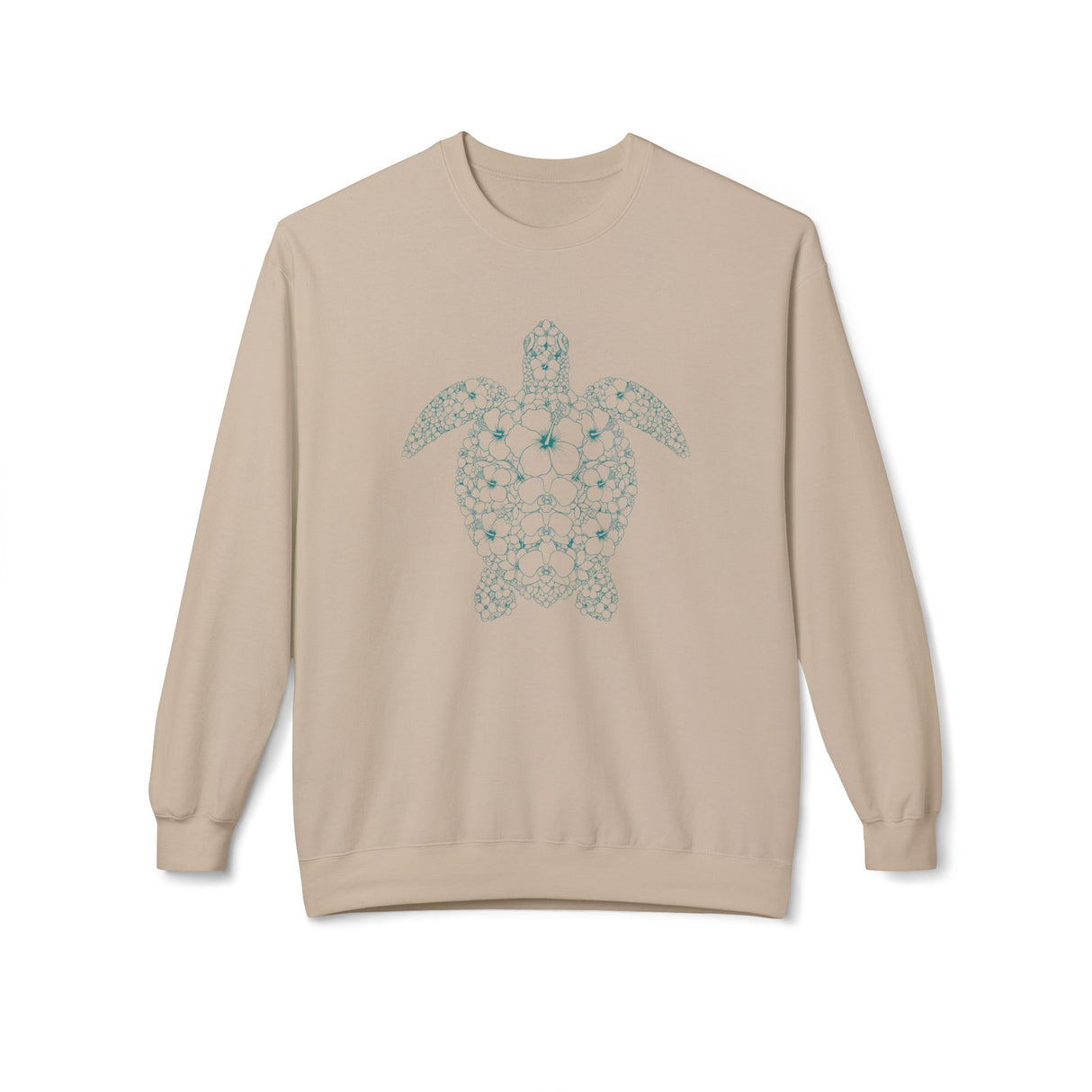 Teal Green Intricate Flowers and Sea Turtle Sweatshirt - 4 colors