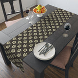 Dark Brown Sea Turtle and Floral Print Table Runner
