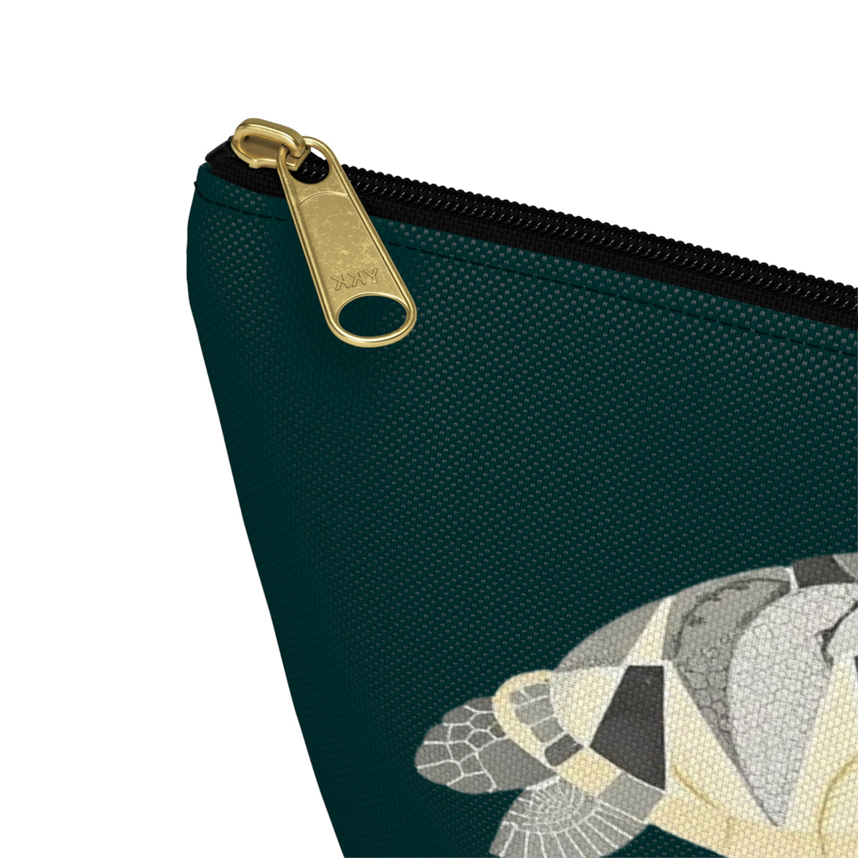 Dark Teal Collage Sea Turtle Print Accessory Pouch