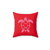 Red and Pink Sea Turtle Pillow, Faux Suede Pillow - 4 sizes