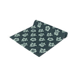 Dark Teal Sea Turtle and Floral Print Table Runner