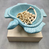 Sea Turtle Powder Blue Bowl (1 dish approx. 6.75+ inches) Blue Sea Turtle Ceramic Dish for gifting jewelry trinkets & candy!
