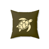 Dark Moss Green Sea Turtle Pillow, Faux Suede Pillow - 4 sizes