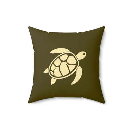 Dark Moss Green Sea Turtle Pillow, Faux Suede Pillow - 4 sizes