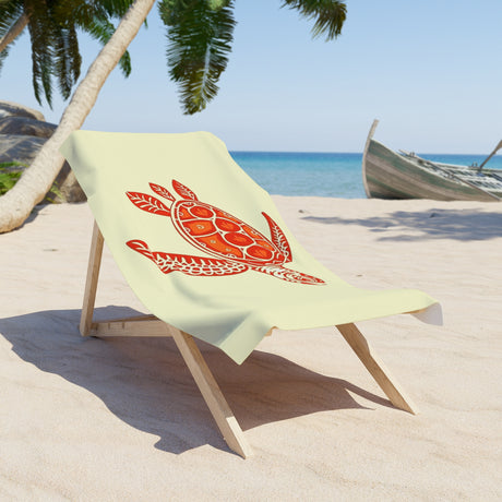 Red And Orange Sea Turtle Beach Towel - Vibrant Summer, Pool Party Accessory, Eco-Friendly, Perfect for Beach Days, Gift for Ocean Lovers