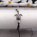 Sea Turtle Charm Bracelet Black Grey White Cord (approx. 5-7+ inches AROUND) Black Grey Sea Turtle String Bracelet Jewelry for gifting!