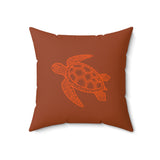 Oranges Tropical Sea Turtle Pillow, Faux Suede Pillow - 4 sizes