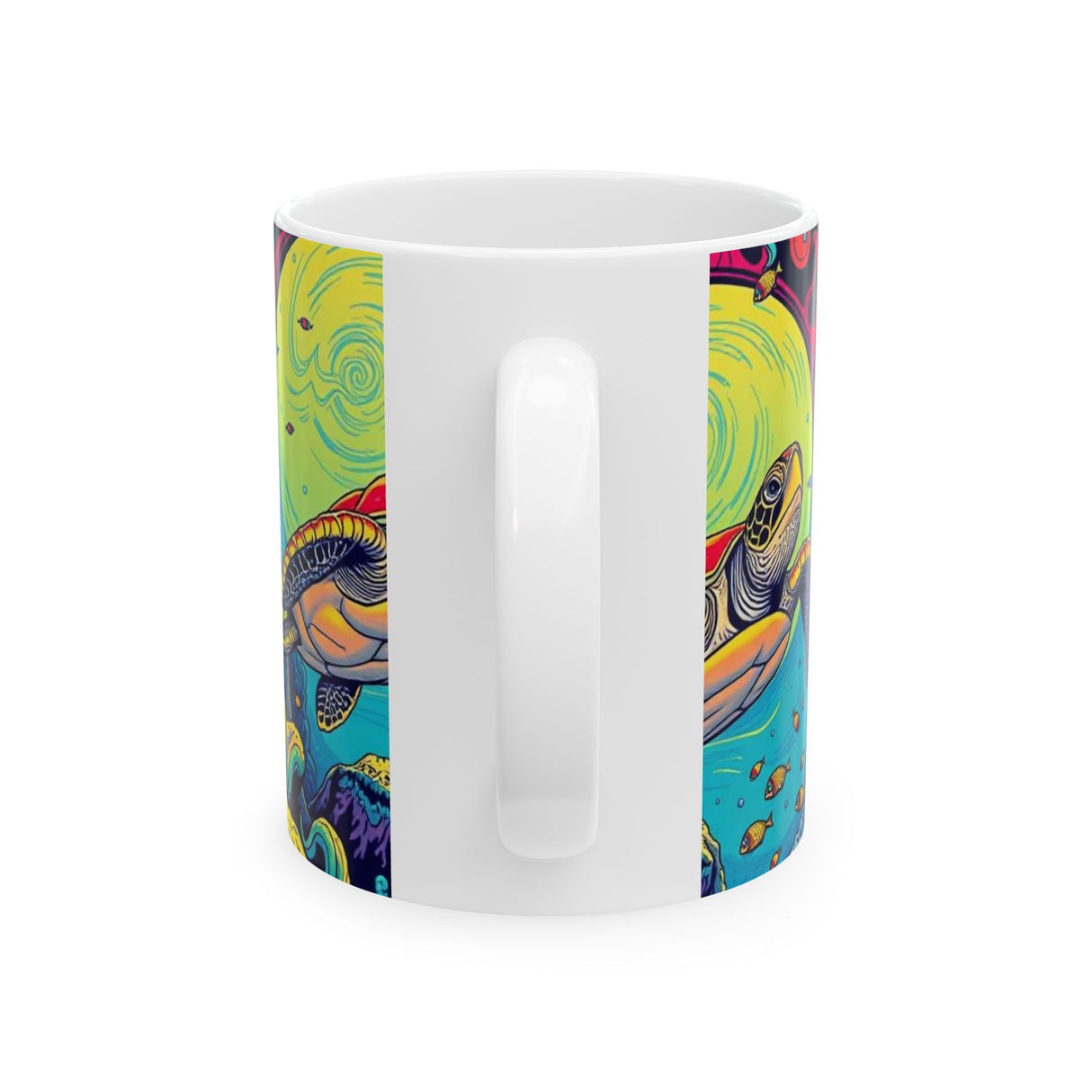 Cosmic Sea Turtle Ceramic Mug - Sea Turtle Lover Gift, Ocean Decor, Turtle Art, Eco-Friendly Drinkware, Groovy Coffe Cup