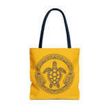 Gold and Purple Tropical Print Sea Turtle Tote Bag - 3 sizes