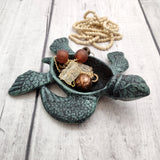 Green Sea Turtle Key Box With Lid Metal (1 key box approx. 5+ inches) Dark Aged Green Cast Iron Sea Turtle Box for keys trinkets & gifting!