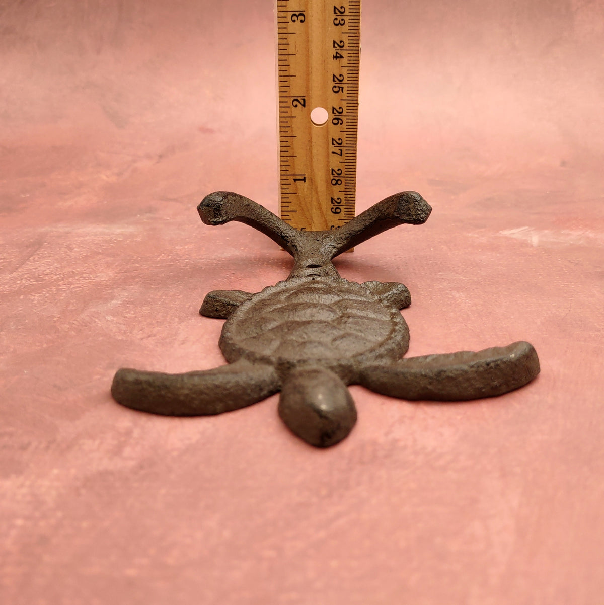 Cast Iron Sea Turtle Wall Hooks Brown Patina (1 metal hook approx. 4.75+ inches) Brown Sea Turtle Double Wall Hook for coastal decor!