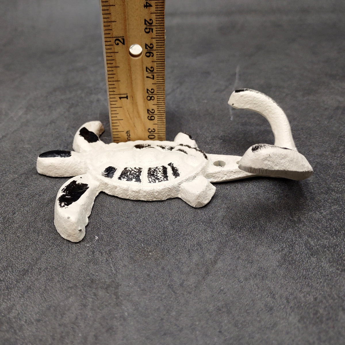 Cast Iron Sea Turtle Wall Hooks White Distressed (1 metal hook approx. 4.75+ inches) White Sea Turtle Double Wall Hook for coastal decor!