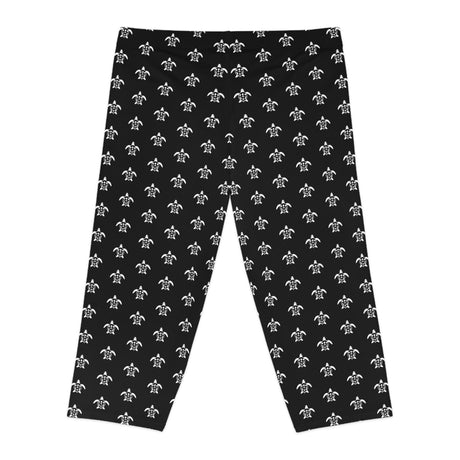 Black and White Sea Turtle Icon Capri Leggings