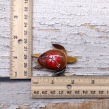 Wooden Sea Turtle Magnet Red Hibiscus Flower (1 magnet approx. 2+ inches) Wood Sea Turtle Magnet gift for fridges cabinets doors!
