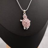 Purple Sea Turtle Necklace Silver Rhinestone Pendant (approx. 16+ inches AROUND) Plum Colored Sea Turtle Jewelry gift for ocean life lovers!