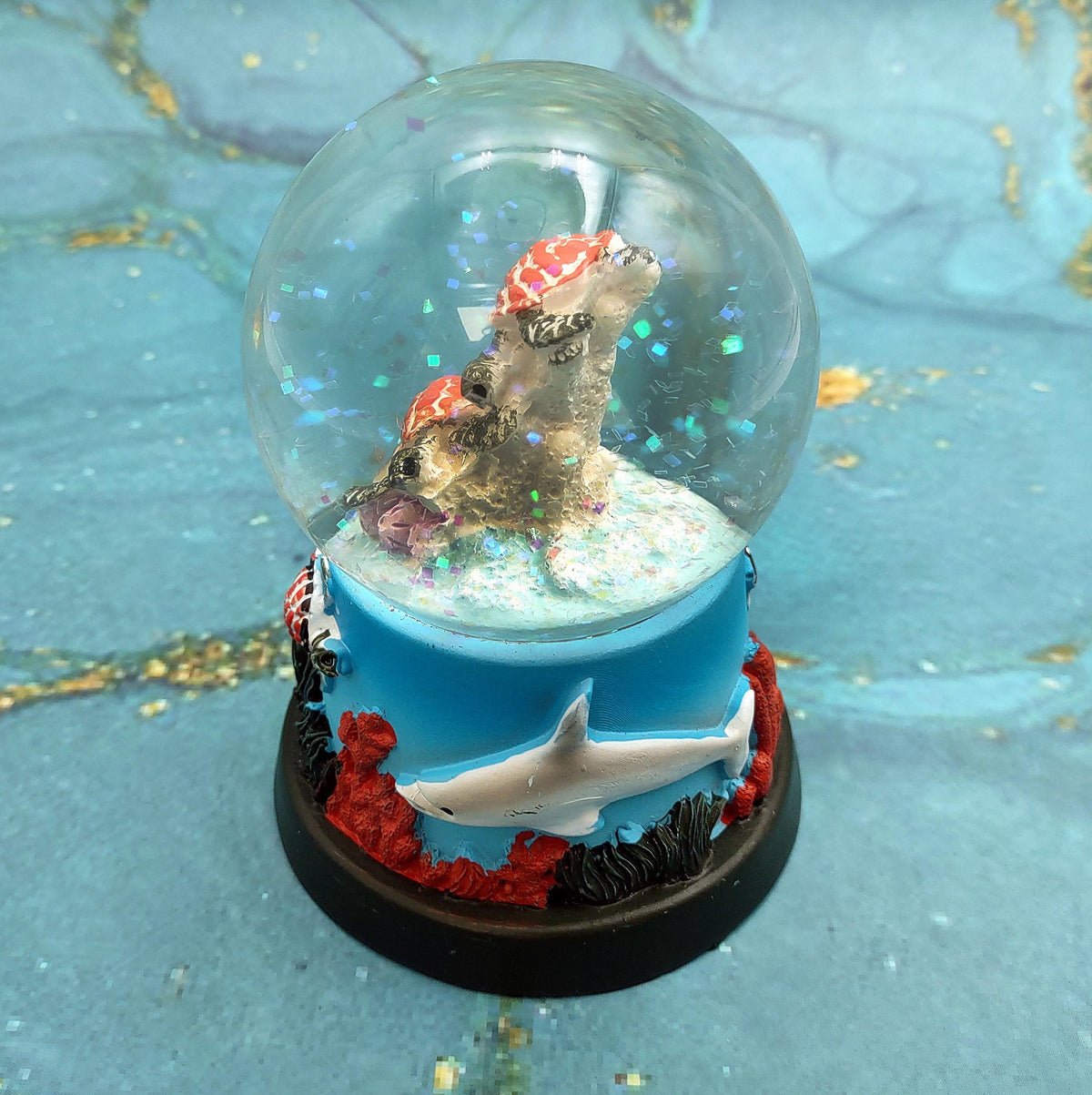Brown Sea Turtle Seasonal Holiday Water Globe (1 globe approx. 4+ inches tall) Decorative Brown Sea Turtles Water Globe for coastal display!