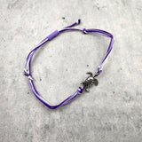 Sea Turtle Charm Bracelet Lavender Purple White Cord (approx. 5-7+ inches AROUND) Purple Sea Turtle String Bracelet Jewelry for gifting!