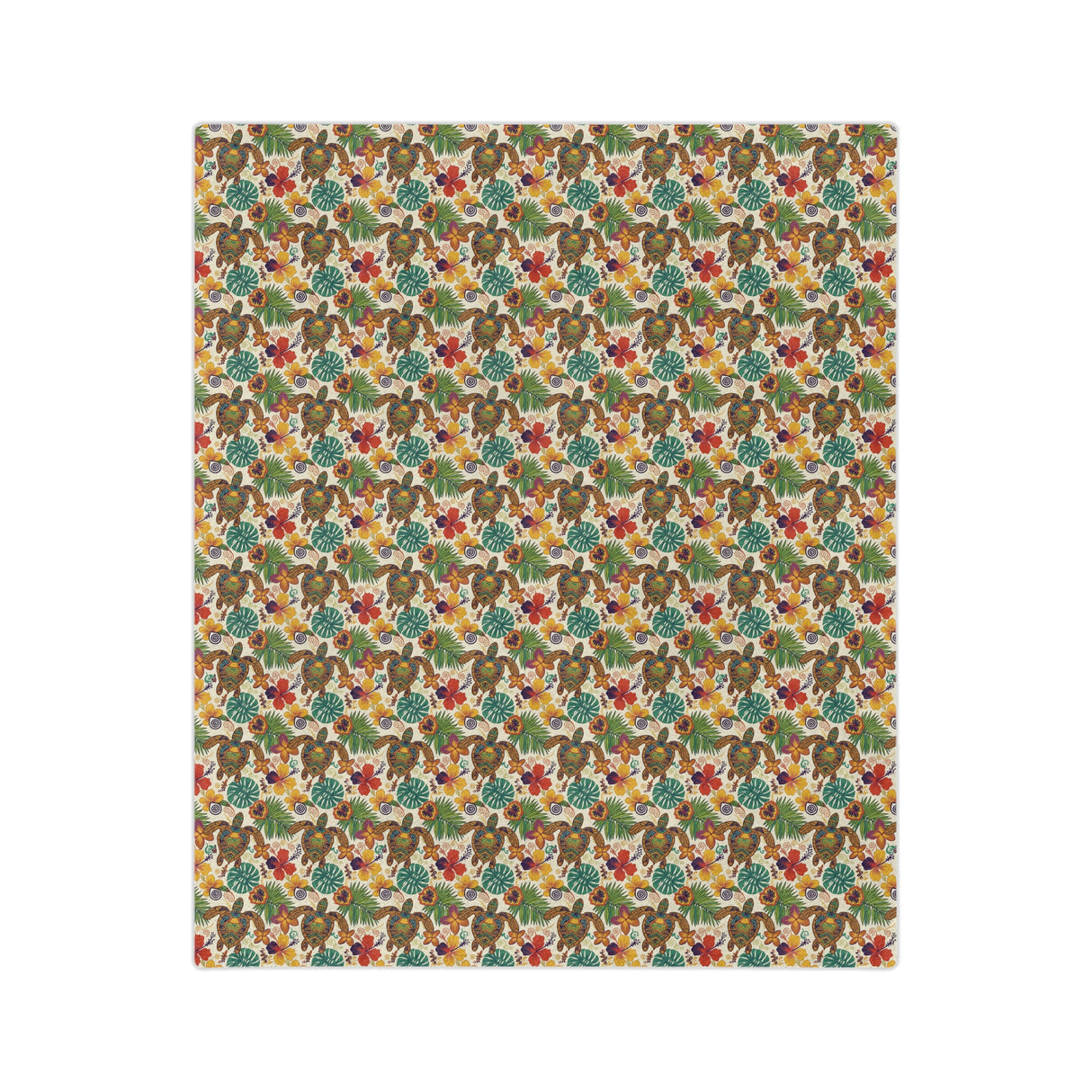 Tropical Sea Turtle-Themed Velveteen Microfiber Blanket - 3 Sizes