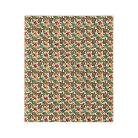 Tropical Sea Turtle-Themed Velveteen Microfiber Blanket - 3 Sizes
