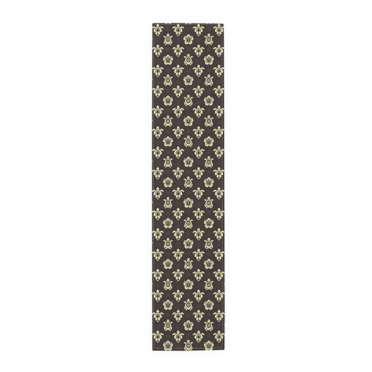 Dark Brown Sea Turtle and Floral Print Table Runner