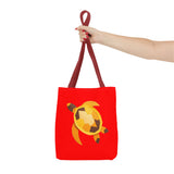 Red and Gold Collage Print Sea Turtle Tote Bag - 3 sizes