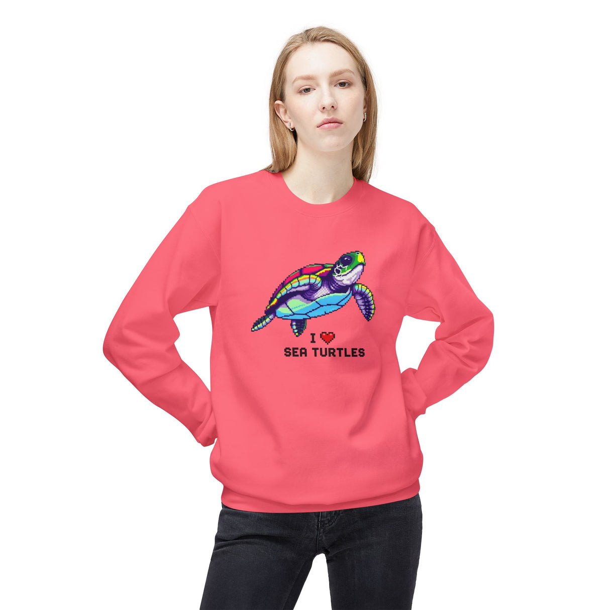 8 Bit I Love Sea Turtle Sweatshirt - 4 colors