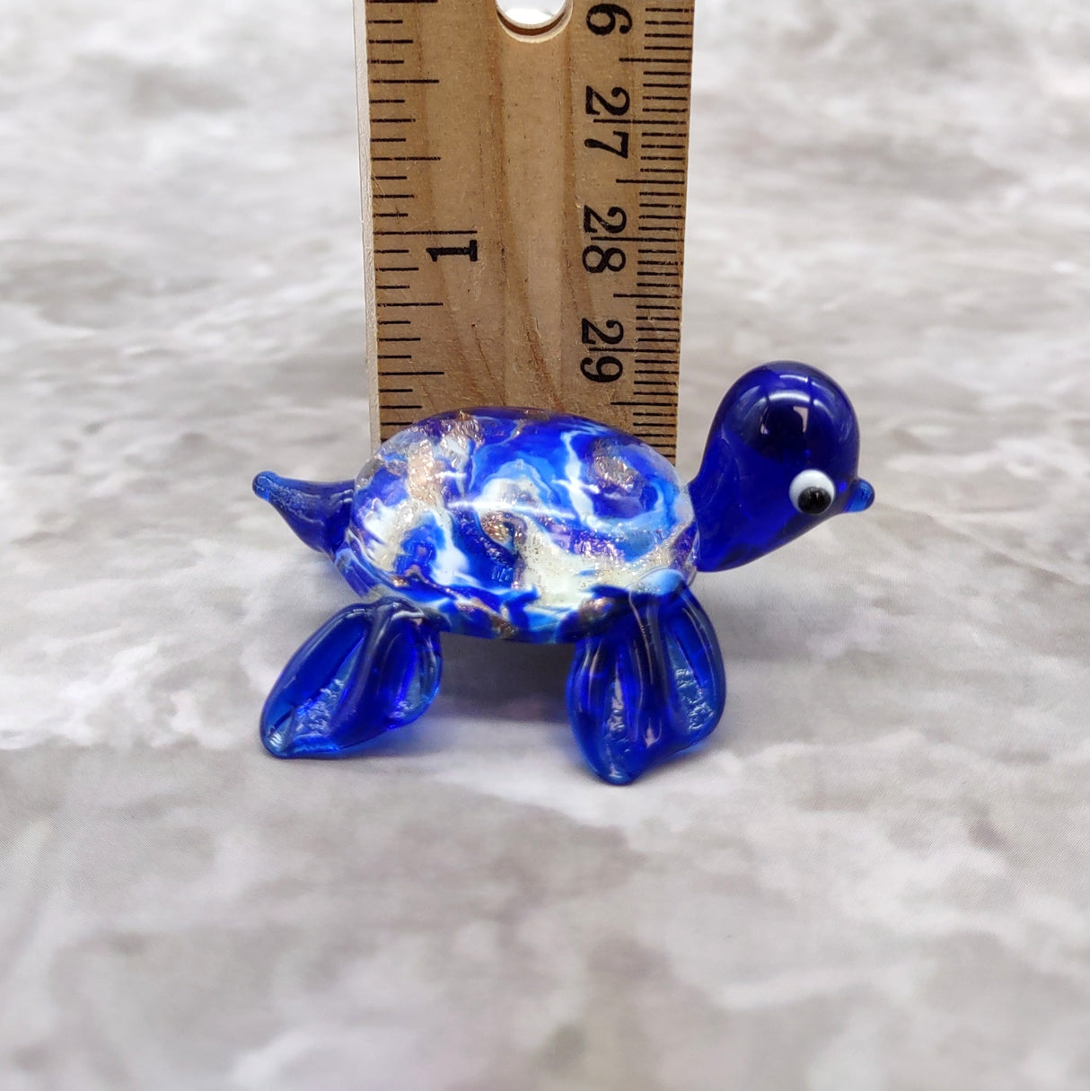 Swirl Glass Sea Turtle Figurine Blue (1 sea turtle figure approx. 1.5 inches) Swirly Blue Glass Sea Turtle for gifts décor & collecting!