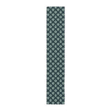 Dark Teal Sea Turtle and Floral Print Table Runner
