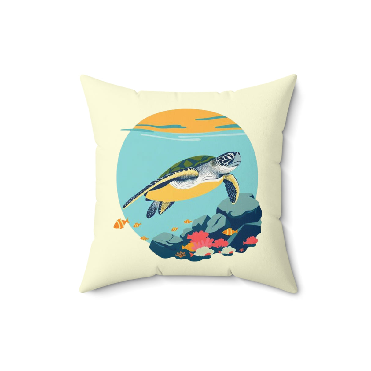 Swimming Sea Turtle Faux Suede Pillow, Coastal Home Decor, Boho Accent Cushion, Beach House Accent, Sea Turtle Decor