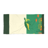 Green Mod Art Sea Turtle Beach Towel