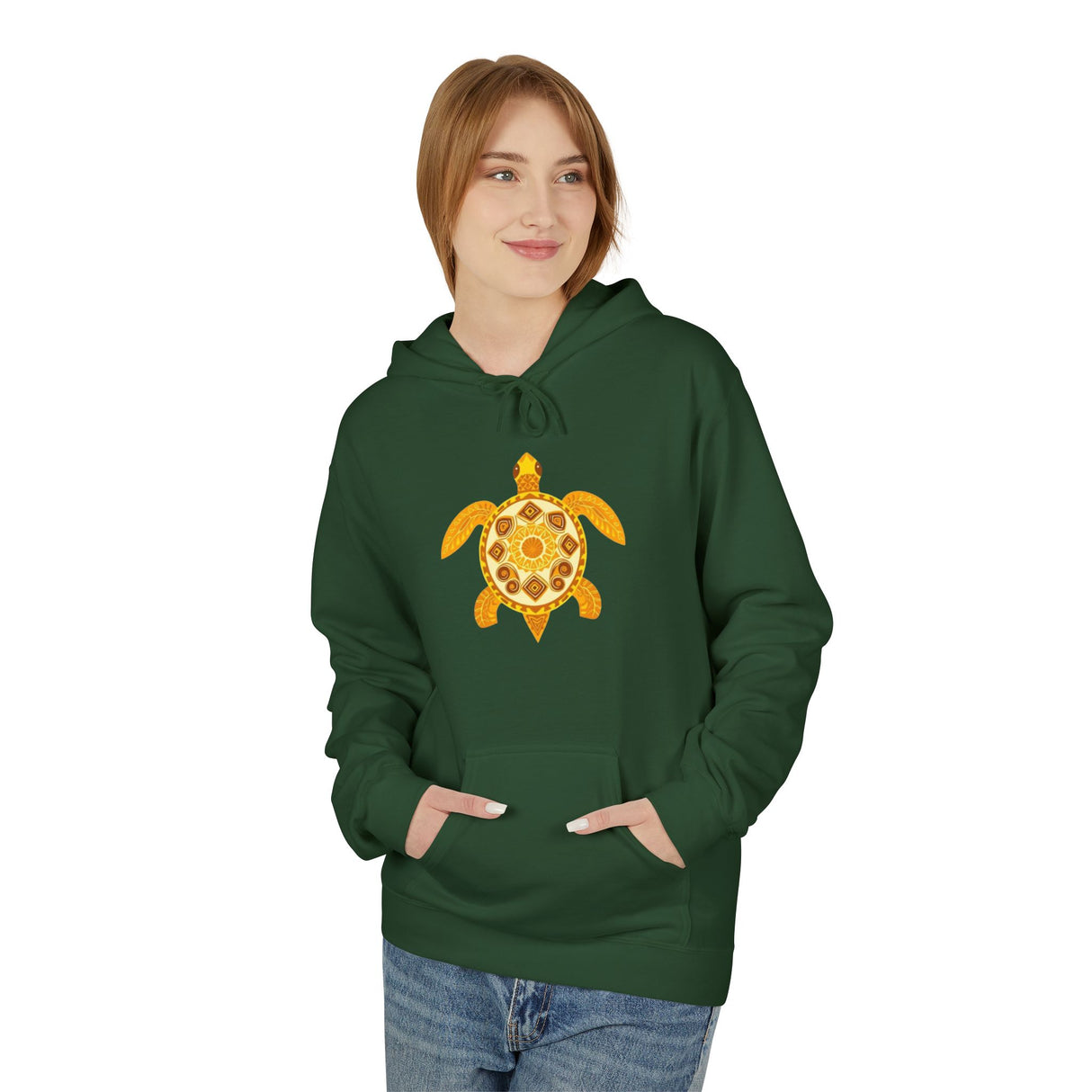 Gold Sea Turtle Hoodie - Comfy Unisex Fleece Sweatshirt - 4 Colors