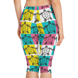 Vibrant Mod Sea Turtle Capri Leggings