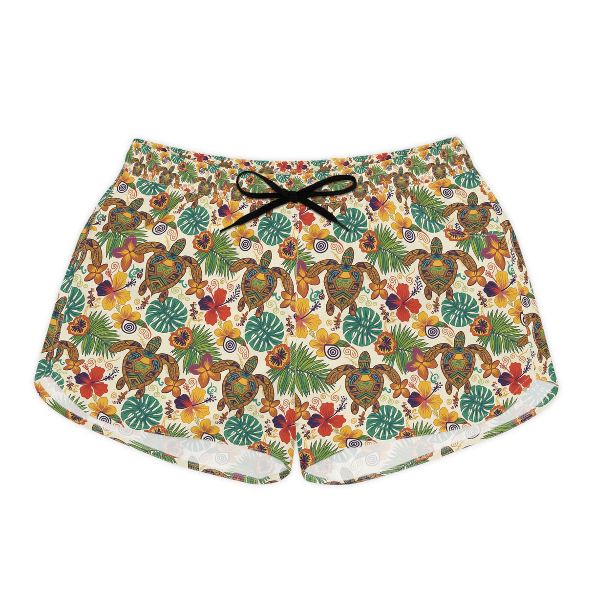 Retro Tropical Sea Turtle Print Womens Shorts